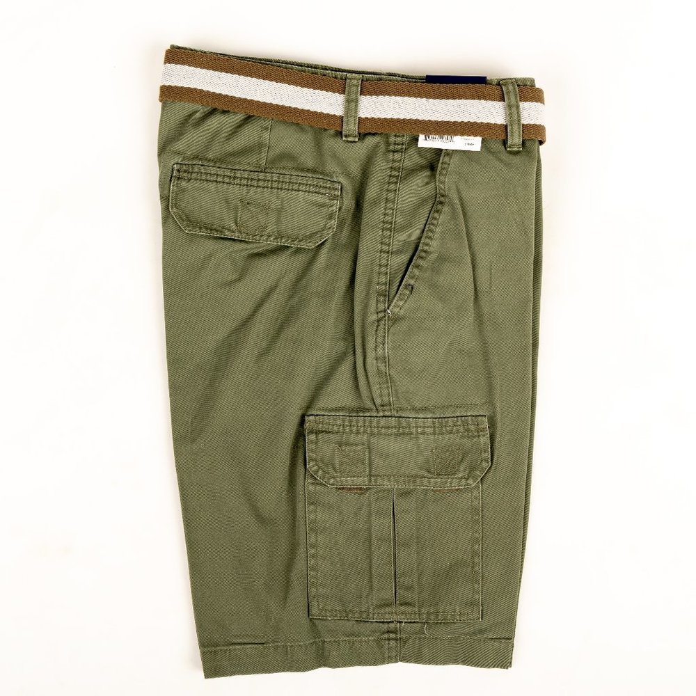 Basic Editions Hunter Green Cargo Shorts with Belt - NEW